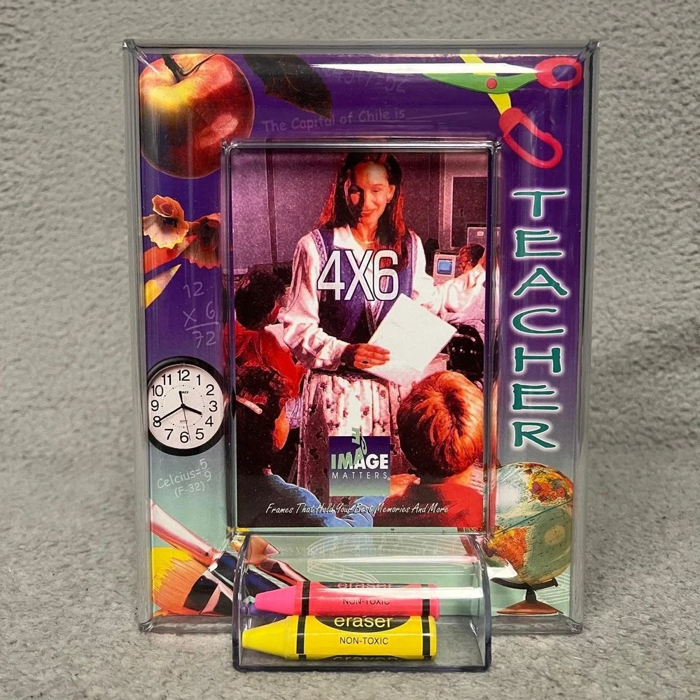NIB‎ Image Matters Picture Photo Frame Teacher W/ Crayons Made in USA VTG